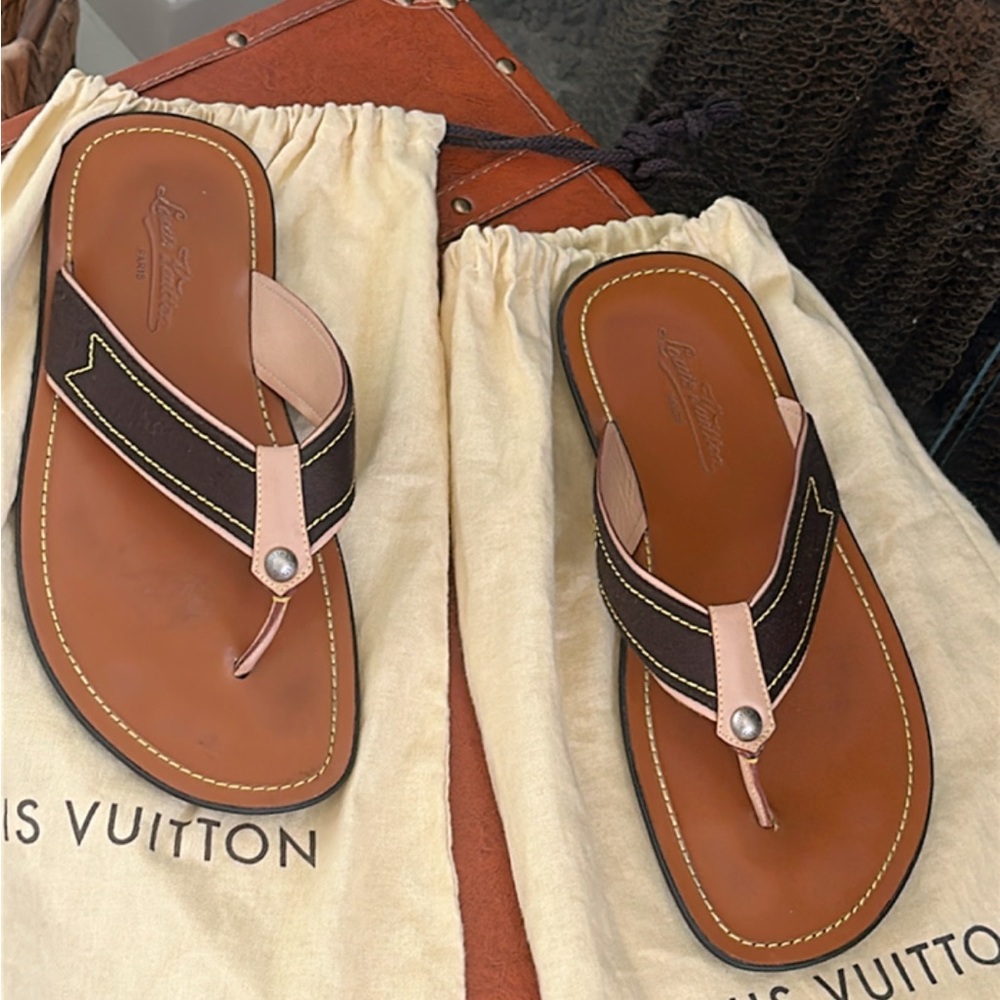 Authentic Louis Vuitton Riveted Thong Sandals